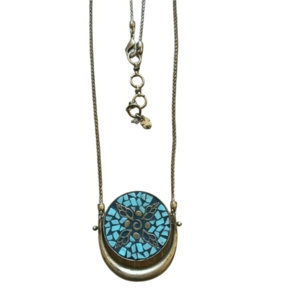 Lucky Brand Gold and Blue Mandala Necklace